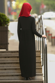 Nayla Collection - Black Hijab Dress 18024S - Thumbnail