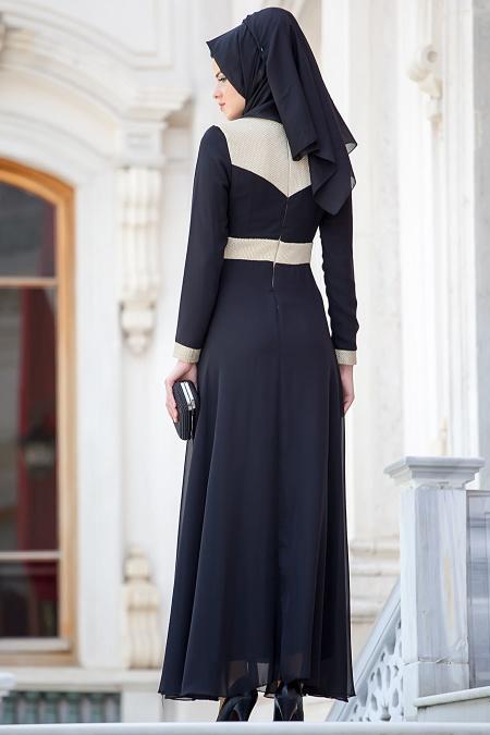 Nayla Collection - Black Hijab Dress 3016S - 3