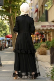 Nayla Collection - Black Hijab Dress 3708S - Thumbnail