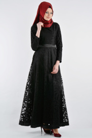 Nayla Collection - Black Hijab Dress 4012S - Thumbnail