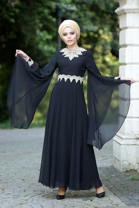 Nayla Collection - Black Hijab Dress 4039S