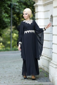 Nayla Collection - Black Hijab Dress 4039S - Thumbnail