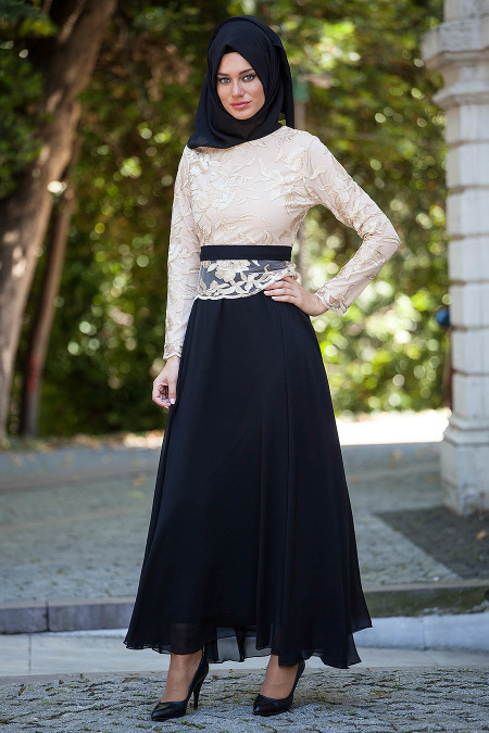 Nayla Collection - Black Hijab Dress 4042S