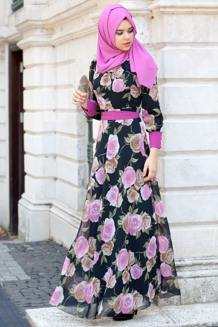 Nayla Collection - Black Hijab Dress 4100S