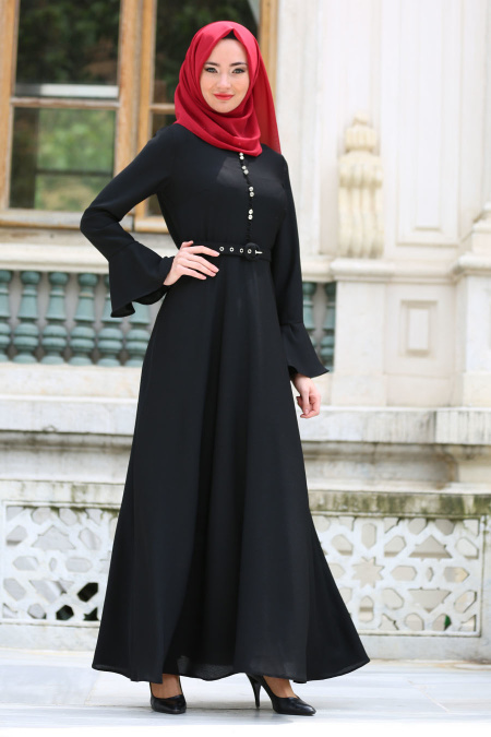 Nayla Collection - Black Hijab Dress 4809S
