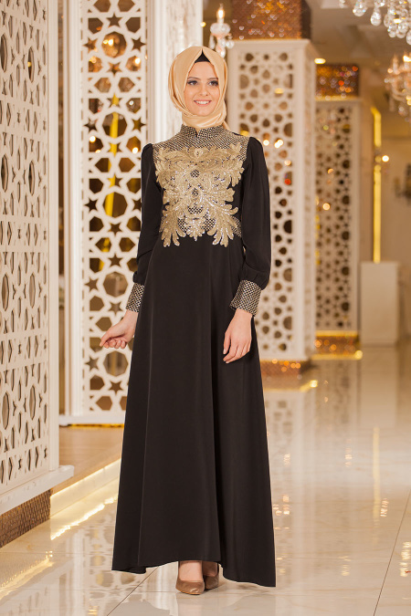 Nayla Collection - Black Hijab Dress 5286S