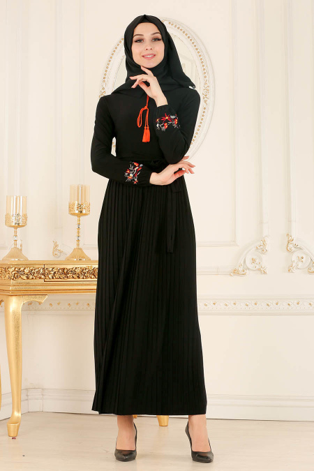 Nayla Collection - Black Hijab Dress 5300S