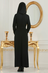 Nayla Collection - Black Hijab Dress 533S - Thumbnail