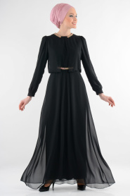 Nayla Collection - Black Hijab Dress 7006S - Thumbnail