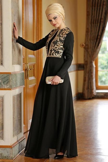 Nayla Collection - Black Hijab Dress 7011S - 2