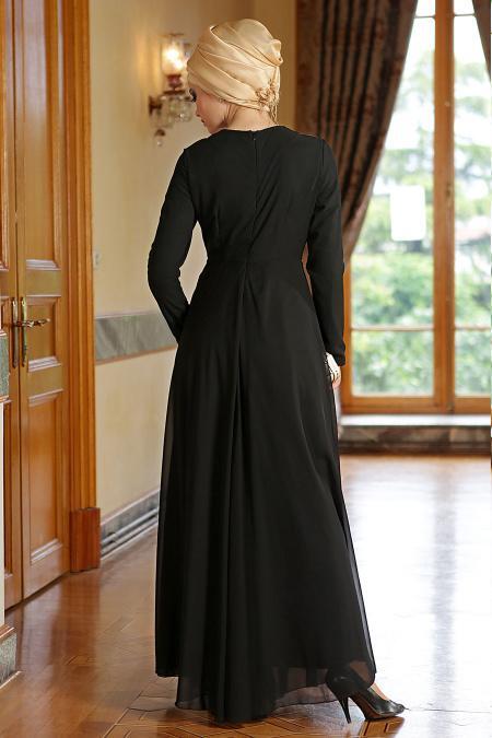 Nayla Collection - Black Hijab Dress 7011S - 3