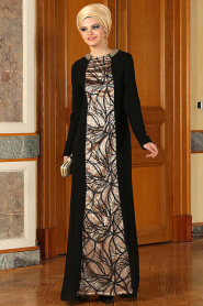 Nayla Collection - Black Hijab Dress 7012S - Thumbnail