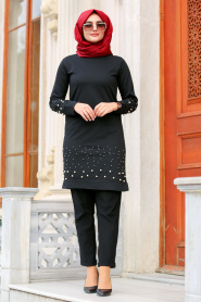 Nayla Collection - Black Hijab Dress 75900S - Thumbnail