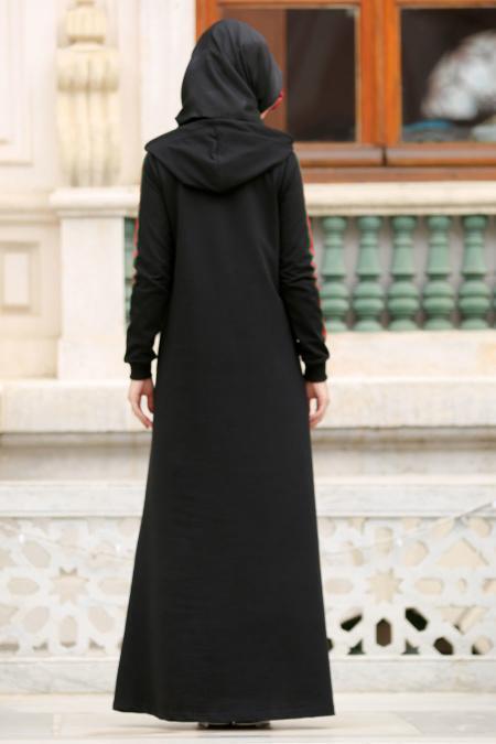 Nayla Collection - Black Hijab Dress 8065S - 2