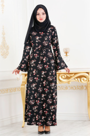 Nayla Collection - Black Hijab Dress 8232S - Thumbnail
