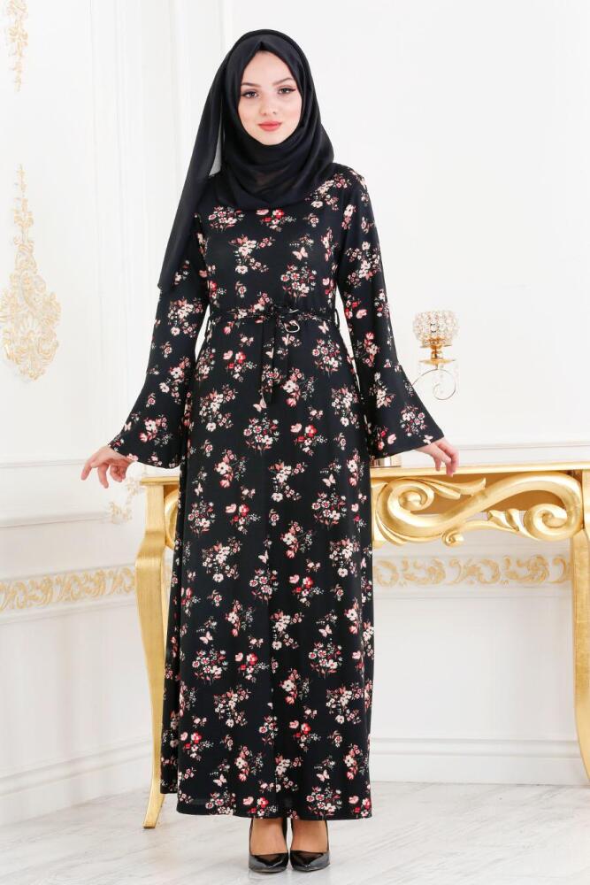 Nayla Collection - Black Hijab Dress 8232S - 2