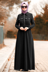 Nayla Collection - Black Hijab Dress 8347S - Thumbnail