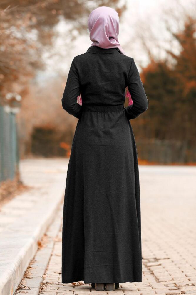 Nayla Collection - Black Hijab Dress 8347S - 2