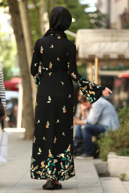 Nayla Collection - Black Hijab Dress 87701S - Thumbnail