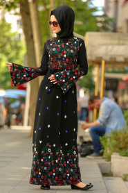 Nayla Collection - Black Hijab Dress 87702S - Thumbnail
