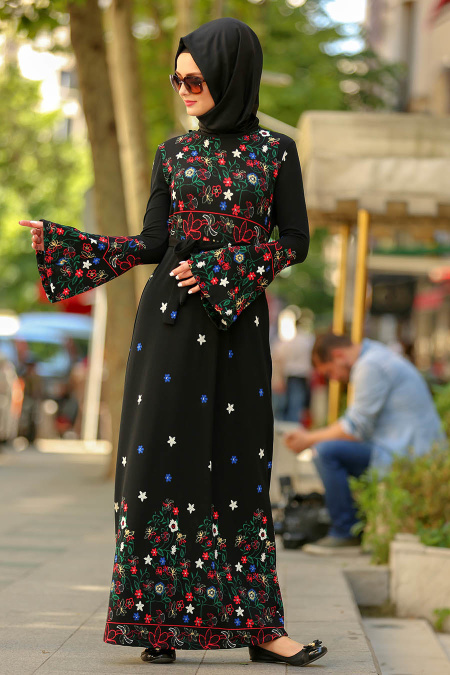 Nayla Collection - Black Hijab Dress 87702S