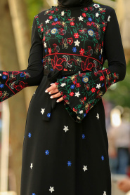 Nayla Collection - Black Hijab Dress 87702S - Thumbnail