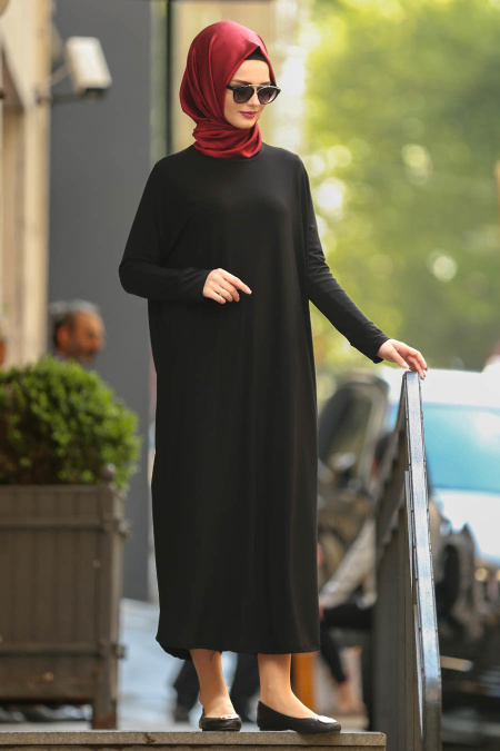 Nayla Collection - Black Hijab Dress 9104S