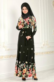 Nayla Collection - Black Hijab Dress 9670S - Thumbnail