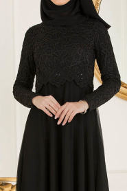 Nayla Collection - Black Hijab Evening Dress 38214S - Thumbnail