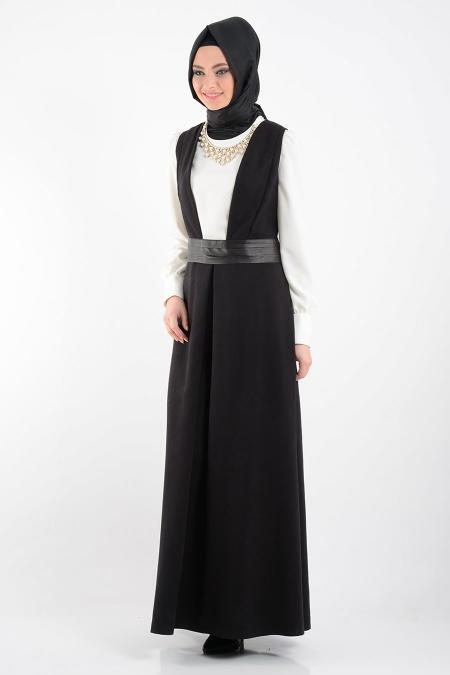 Nayla Collection - Black Hijab Gilet 4130S - 2