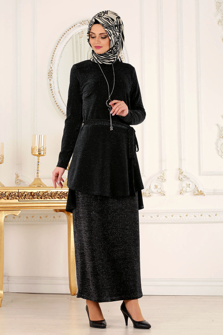 Nayla Collection - Black Hijab Suit 53442S