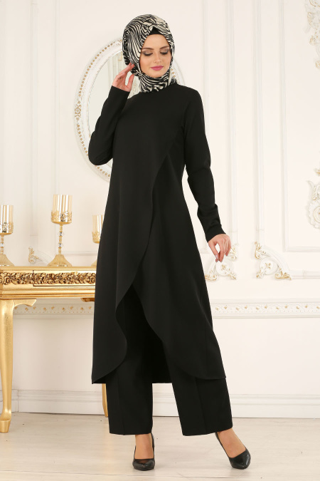 Nayla Collection - Black Hijab Suit 6002S