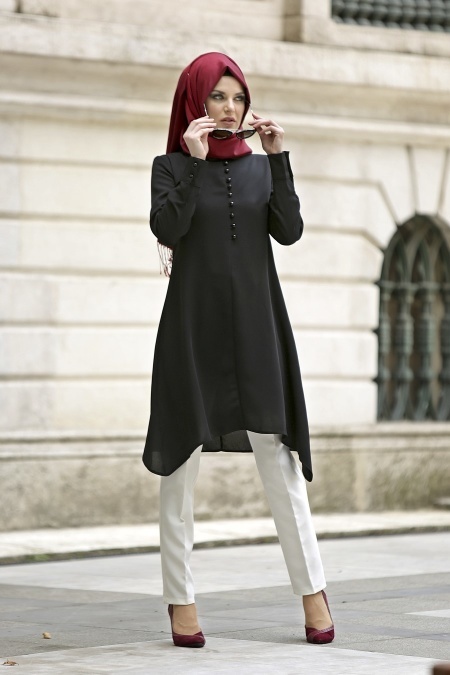 Nayla Collection - Black Hijab Tunic 1040S
