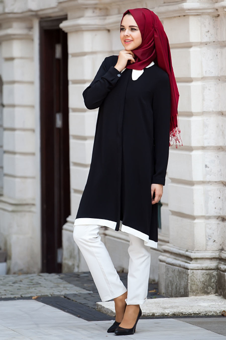 Nayla Collection - Black Hijab Tunic 1085S