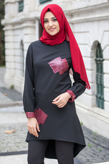 Nayla Collection - Black Hijab Tunic 1503S