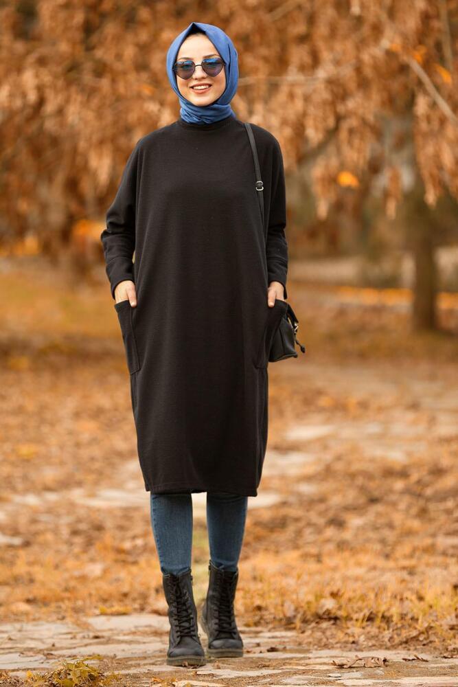 Nayla Collection - Black Hijab Tunic 40301S - 1