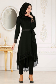 Nayla Collection - Black Hijab Tunic 40490S - Thumbnail