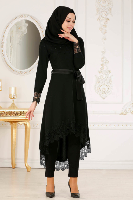 Nayla Collection - Black Hijab Tunic 40490S