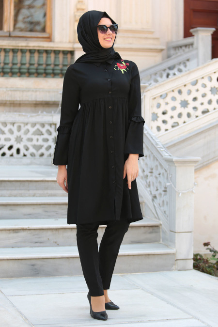 Nayla Collection - Black Hijab Tunic 52410-01S
