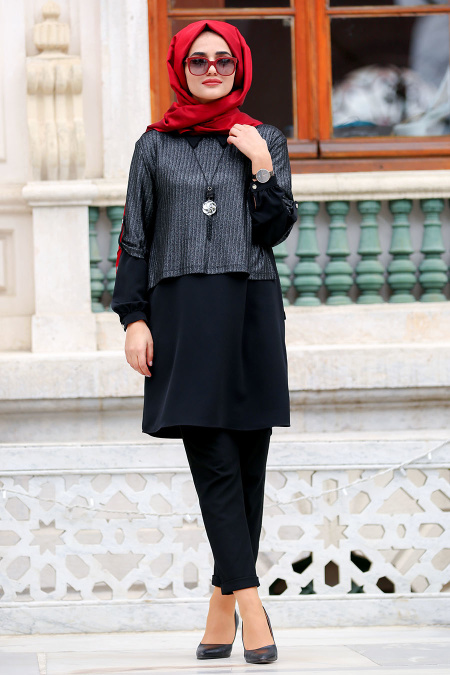 Nayla Collection - Black Hijab Tunic 5686S