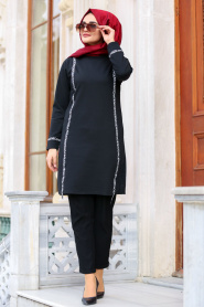 Nayla Collection - Black Hijab Tunic 76640S - Thumbnail