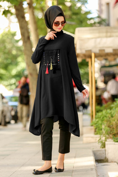 Nayla Collection -Black Hijab Tunic 76730S