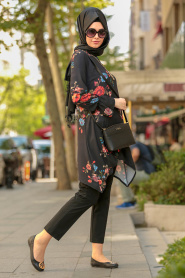 Nayla Collection - Black Hijab Tunic 81091S - Thumbnail