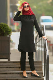 Nayla Collection - Black Hijab Tunic 8206S - Thumbnail