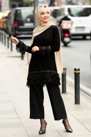 Nayla Collection - Black Hijab Tunic 8334S - Thumbnail
