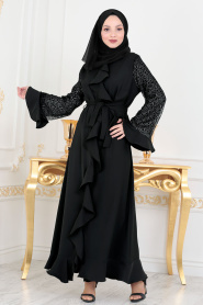 Nayla Collection - Black Hijab Turkish Abaya 136S - Thumbnail