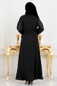 Nayla Collection - Black Hijab Turkish Abaya 136S - Thumbnail