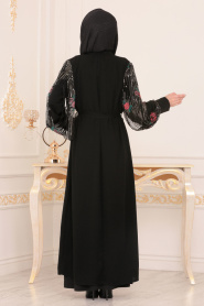 Nayla Collection - Black Hijab Turkish Abaya 8857S - Thumbnail