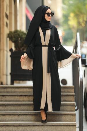 Nayla Collection - Black Hijab Turkish Abaya 8902S - 1