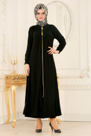 Nayla Collection - Black Turkish Abaya 5220S - Thumbnail